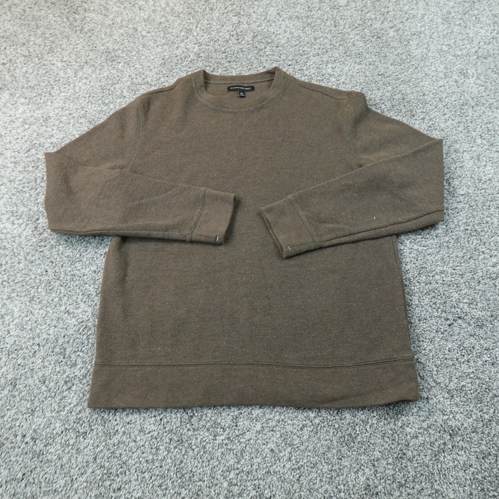 Banana Republic Sweater Mens M Brown Waffle Knit Thermal Crewneck Pullover Cozy